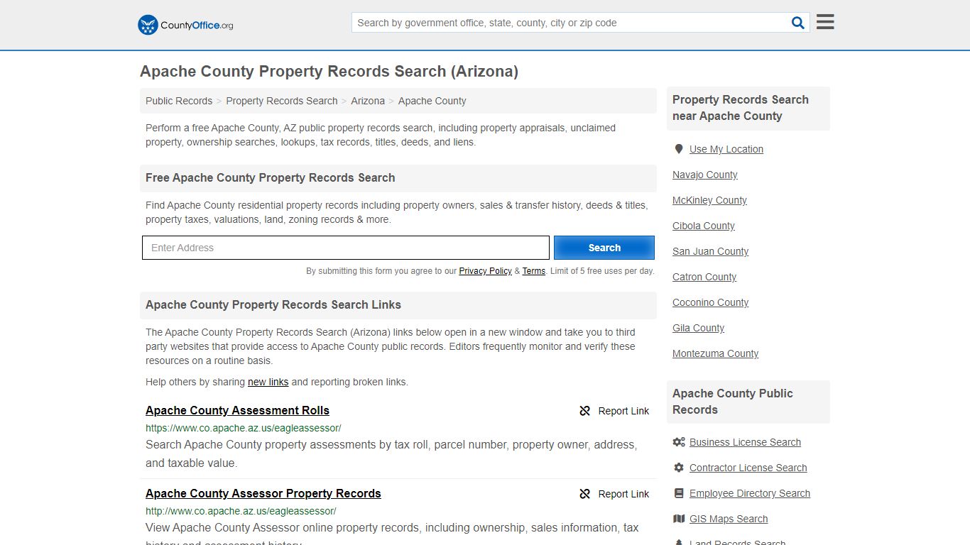 Property Records Search - Apache County, AZ (Assessments ...