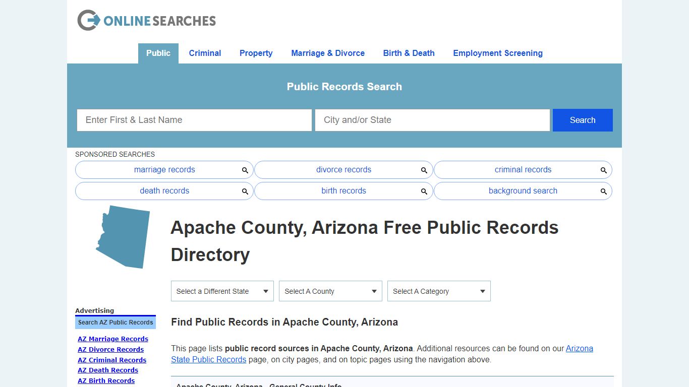 Apache County, Arizona Public Records Directory