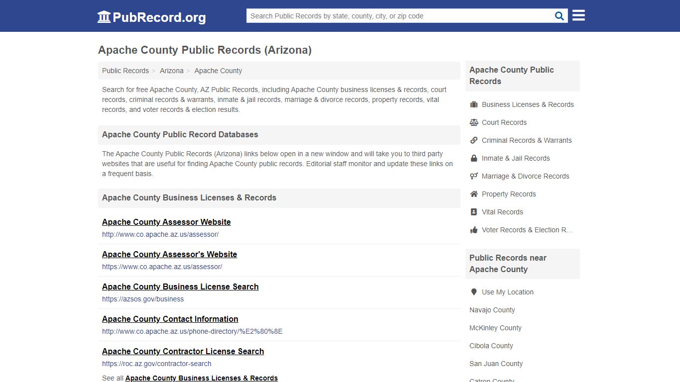 Free Apache County Public Records (Arizona Public Records)